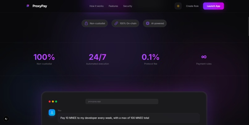 ProxyPay - AI-Powered Programmable On-Chain Payments – screenshot 3