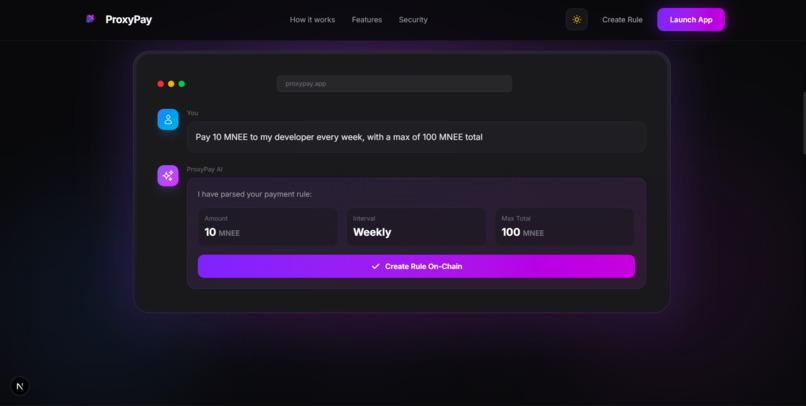 ProxyPay - AI-Powered Programmable On-Chain Payments – screenshot 5