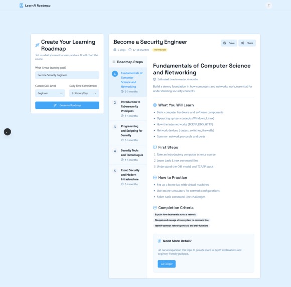 LearnAI Roadmap – screenshot 2