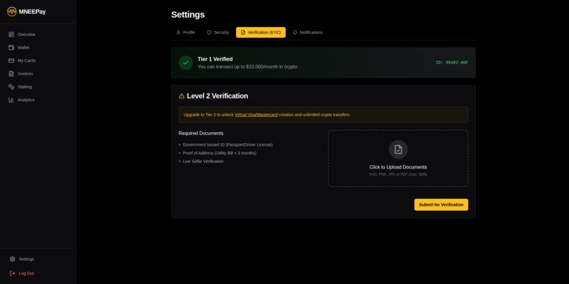 Enterprise Crypto-Financial Platform - MNEEPay – screenshot 11