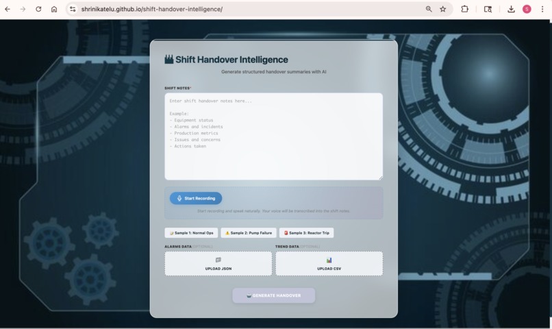 Shift Handover Intelligence – screenshot 1