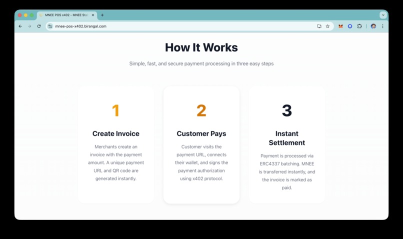 MNEE POS - x402 – screenshot 2