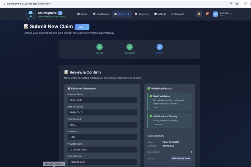 ClaimSphere AI - Automated Claim Processing Agent – screenshot 8