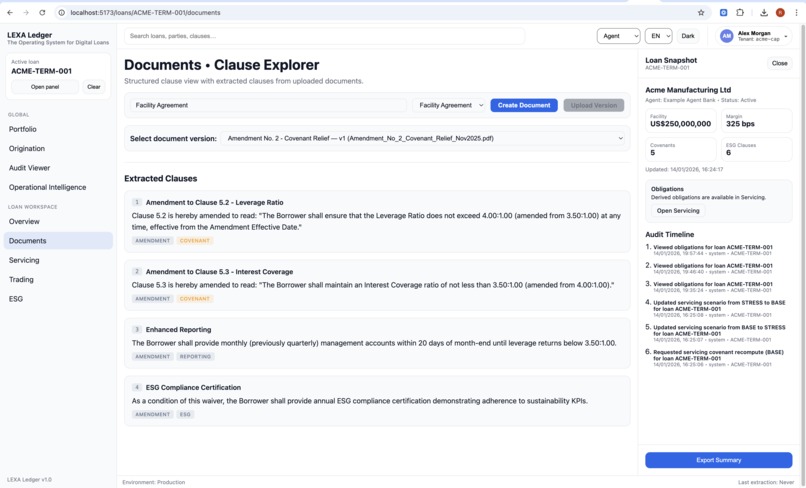 LEXA Ledger – The Operating System for Digital Loans – screenshot 3