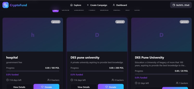 Decentralized crowdfunding – screenshot 2