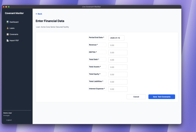 Live covenant monitoring – screenshot 5