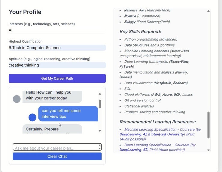AI-powered personalized career and skill advisor – screenshot 1