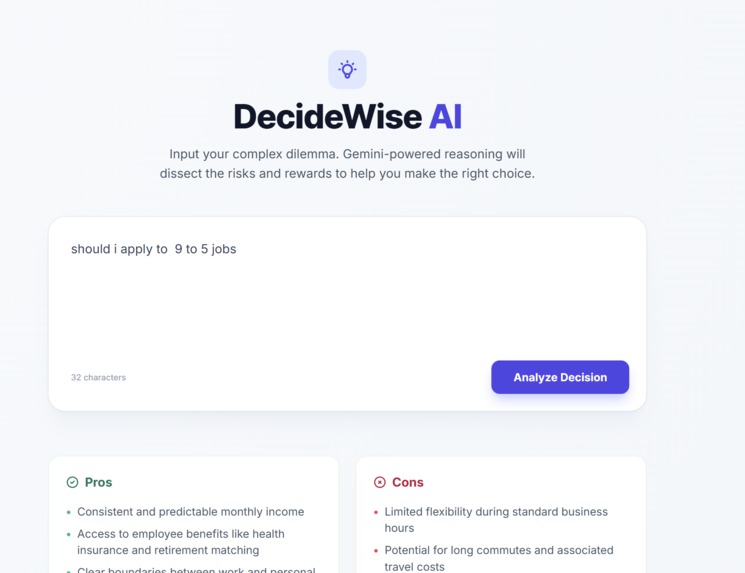 DecideWise AI  – screenshot 1