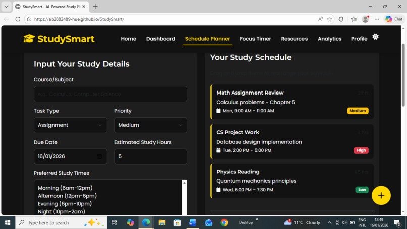 StudySmart – AI Powered Smart Study Planner – screenshot 2