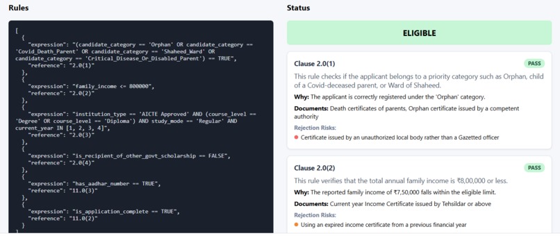 GovRulex – Scholarship Eligibility & Rejection Risk Auditor – screenshot 1