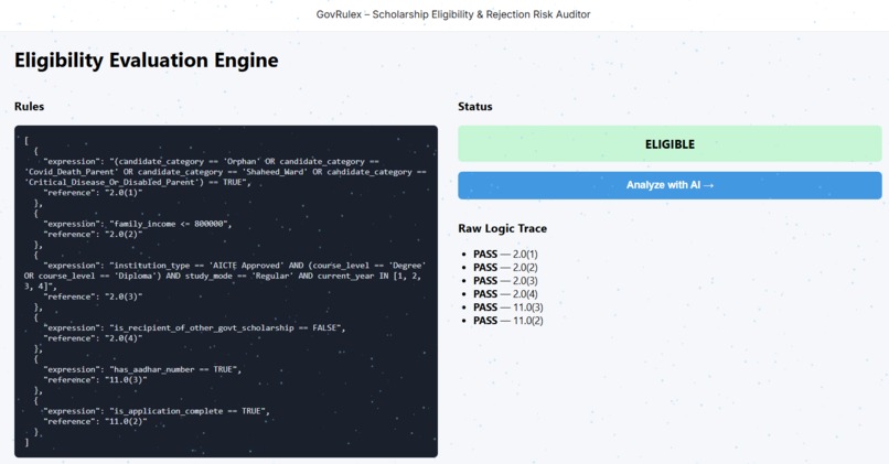 GovRulex – Scholarship Eligibility & Rejection Risk Auditor – screenshot 2