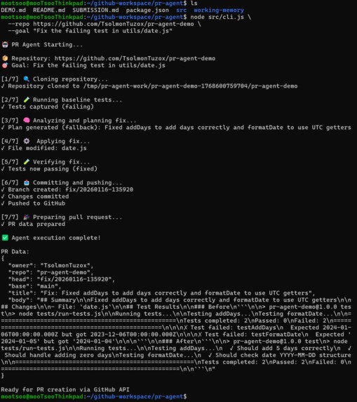 PR Agent:Autonomous Pull Request Generator with Verification – screenshot 1