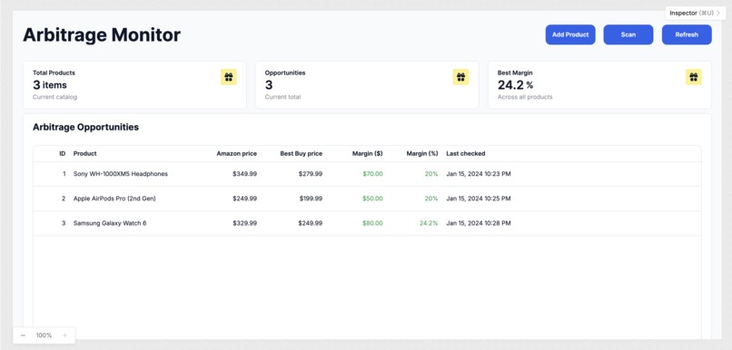 Autonomous Price Arbitrage Finder – screenshot 1