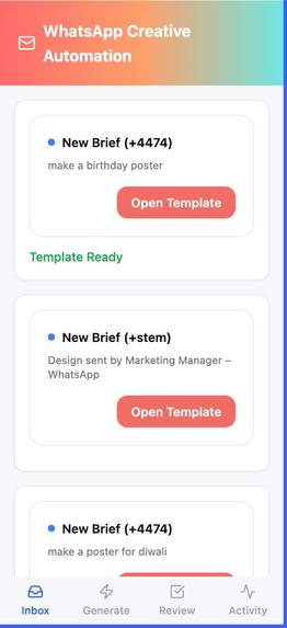 WhatsApp Creative Automation – screenshot 1