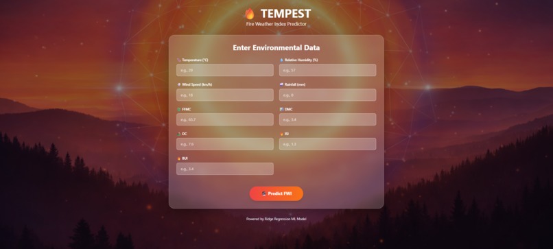 Tempest FWI — Climate-Aware Wildfire Risk Predictor – screenshot 1