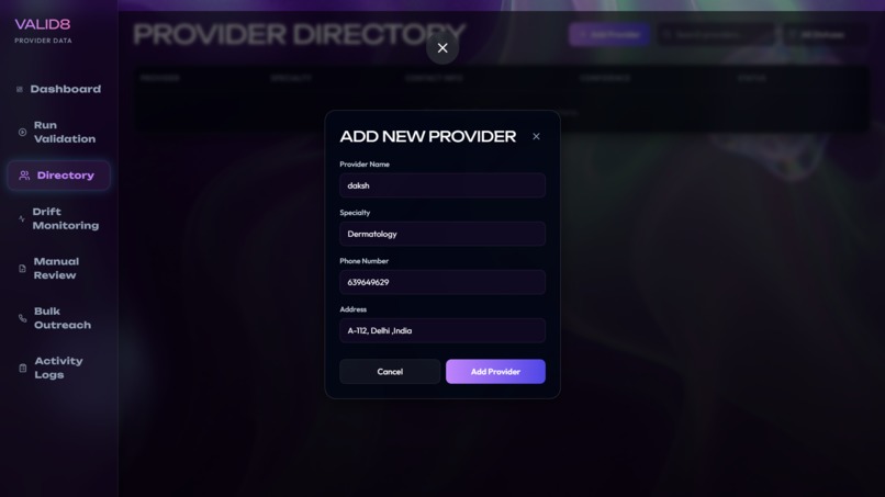 AI-Powered Provider Data Validation Platform – screenshot 1