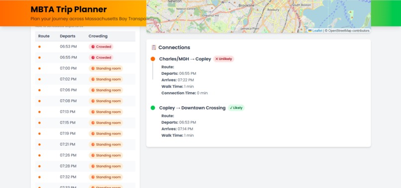 MBTATPCBBP (MBTA Trip Planner Created by Ben Perry) – screenshot 1
