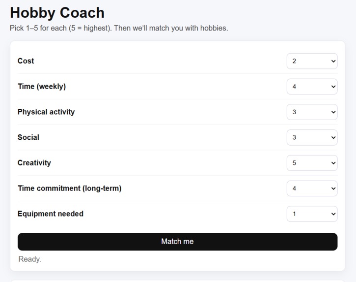 Hobby Coach – screenshot 1