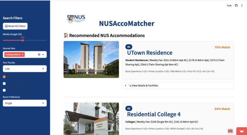 NUSAccoMatch – screenshot 1