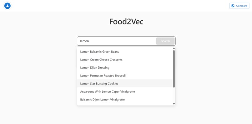 Food2Vec – screenshot 3