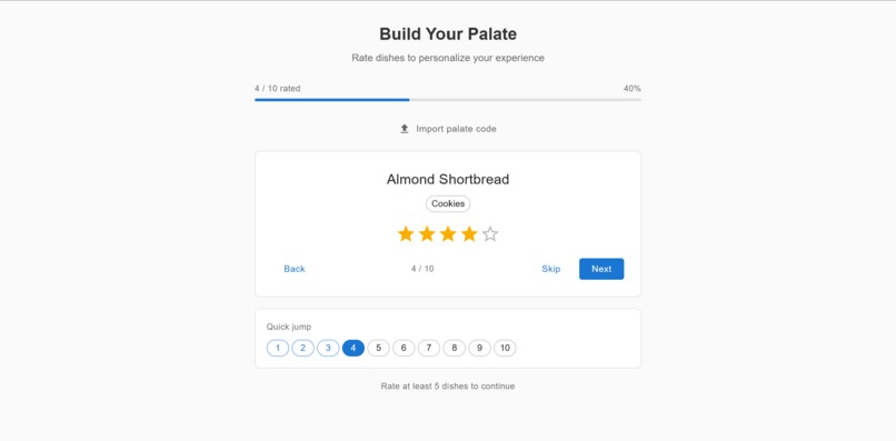 Food2Vec – screenshot 2