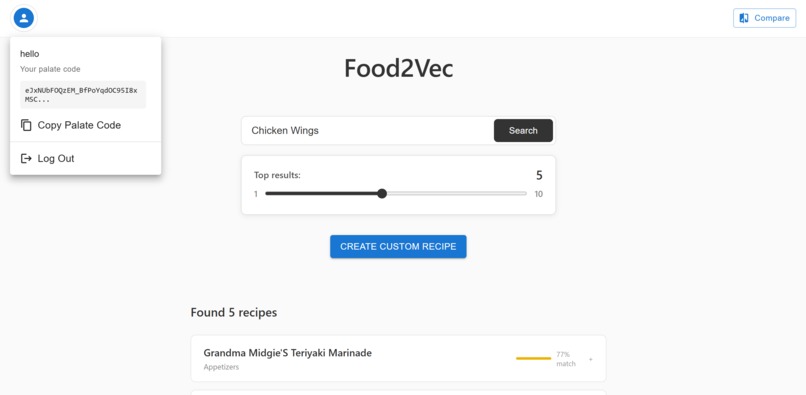Food2Vec – screenshot 4