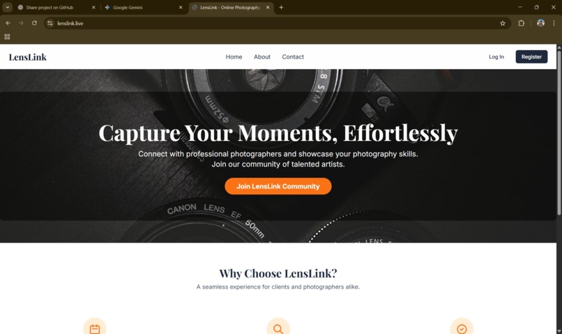 photography booking system – screenshot 1