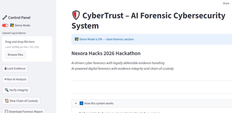 AI Forensic Cybersecurity System with Evidence Integrity – screenshot 3