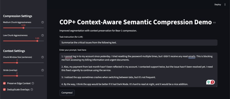 COP+: Context-Optimized Prompt Compression Plus – screenshot 1