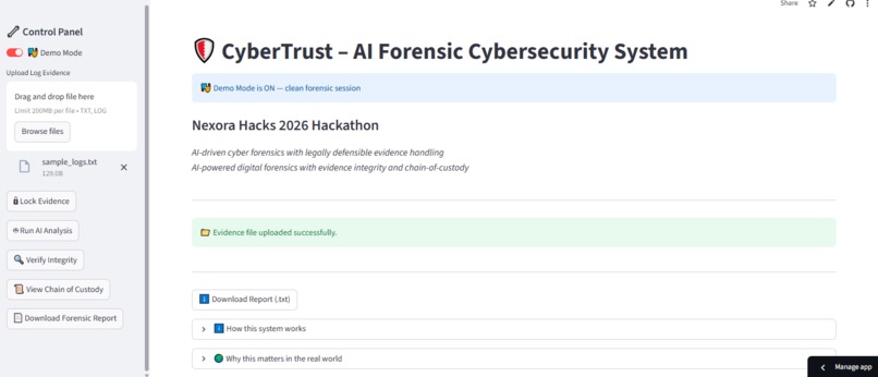 AI Forensic Cybersecurity System with Evidence Integrity – screenshot 8