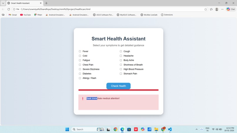 AI-Powered Smart Health Assistant – screenshot 1