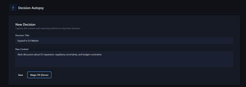 Decision Autopsy – screenshot 1