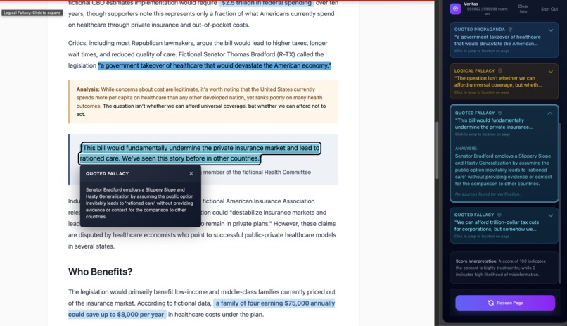 Veritas: Misinformation Detection – screenshot 3