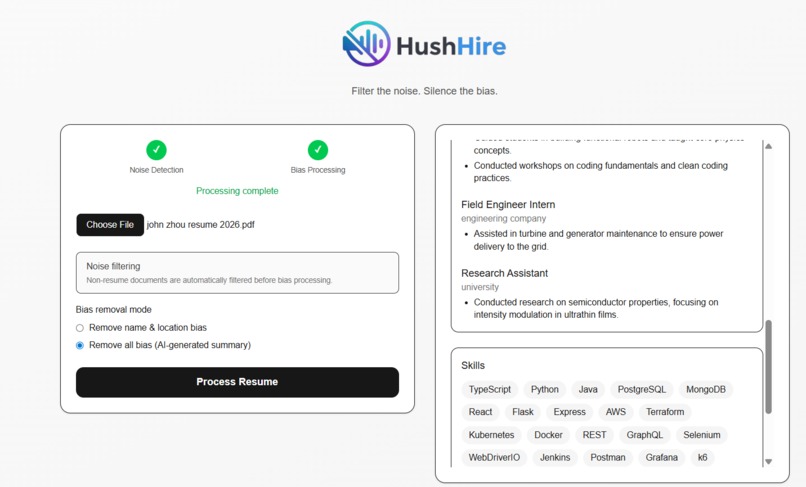 HushHire – screenshot 2
