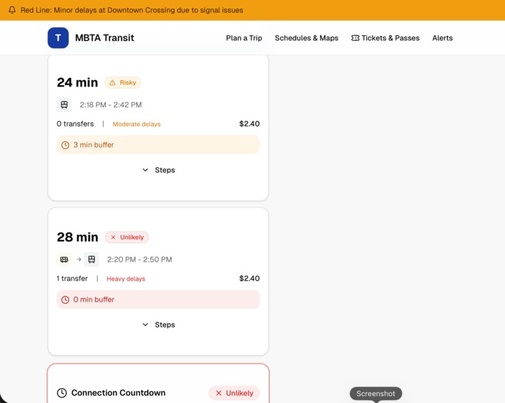 MBTA Transit Planner  – screenshot 4