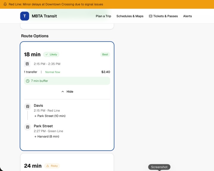 MBTA Transit Planner  – screenshot 3