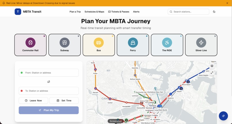 MBTA Transit Planner  – screenshot 1