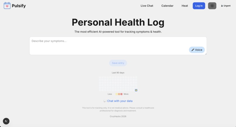 Pulsify (Personal Health Log) – screenshot 1