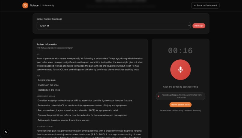 Solace: Compression-Enhanced Agentic Platform for Clinics – screenshot 9