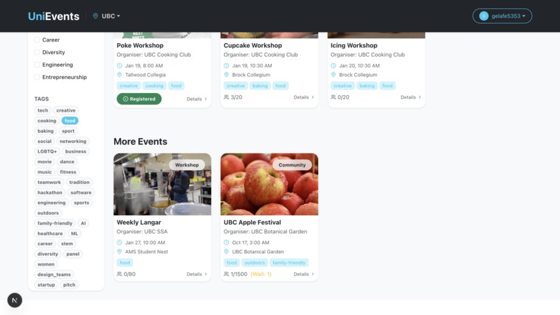 UniEvents – screenshot 3