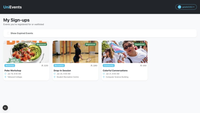 UniEvents – screenshot 6
