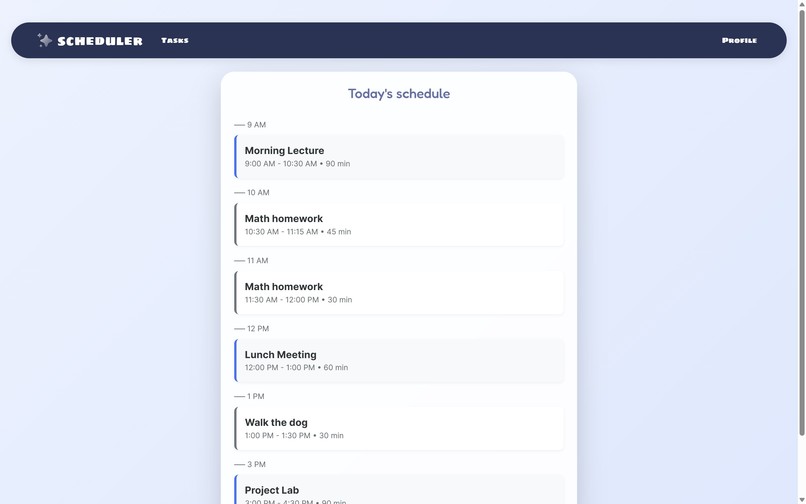 scheduler – screenshot 1