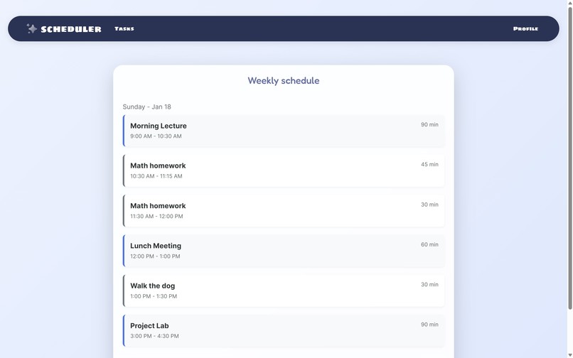 scheduler – screenshot 2