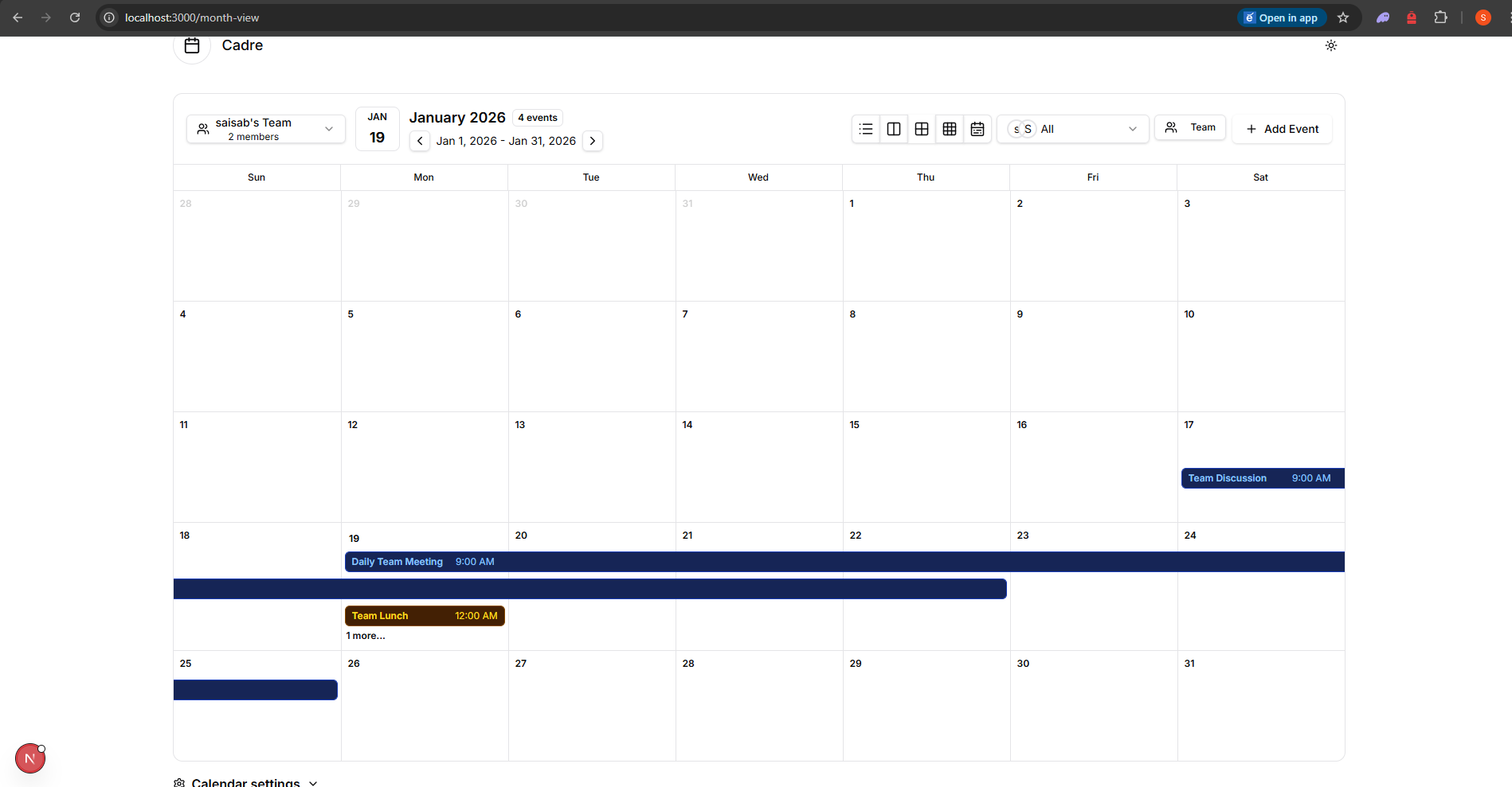 Cadre - Team Calendar | Devpost