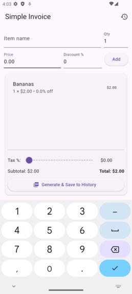 InvoiceApp – screenshot 1