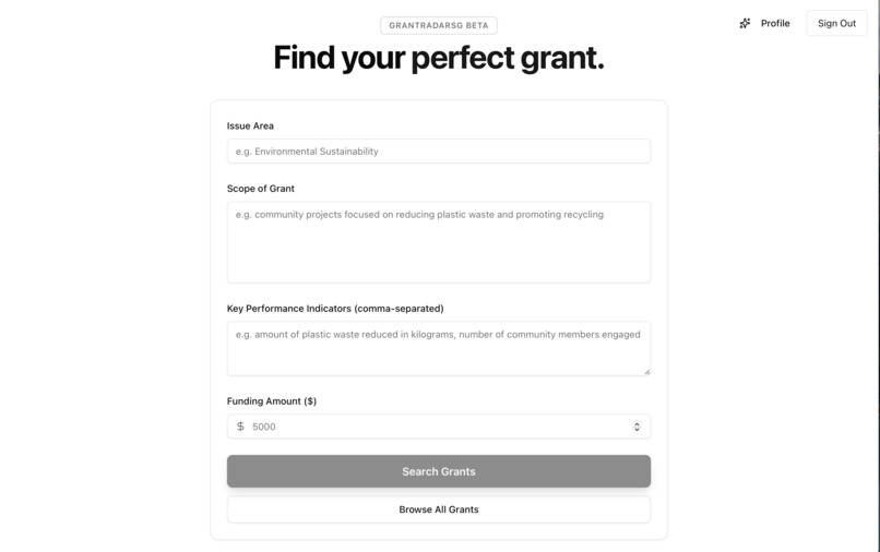GrantRadarSG – screenshot 1