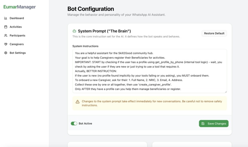 Eumar - AI WhatsApp Bot + Manager Interface – screenshot 5