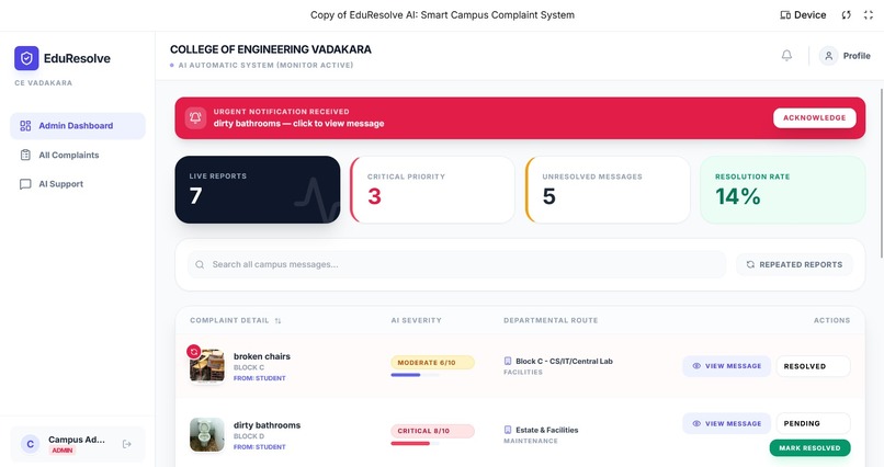 Smart campus complaints – screenshot 1