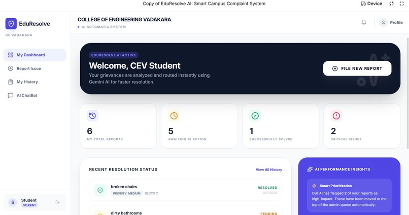 Smart campus complaints – screenshot 2