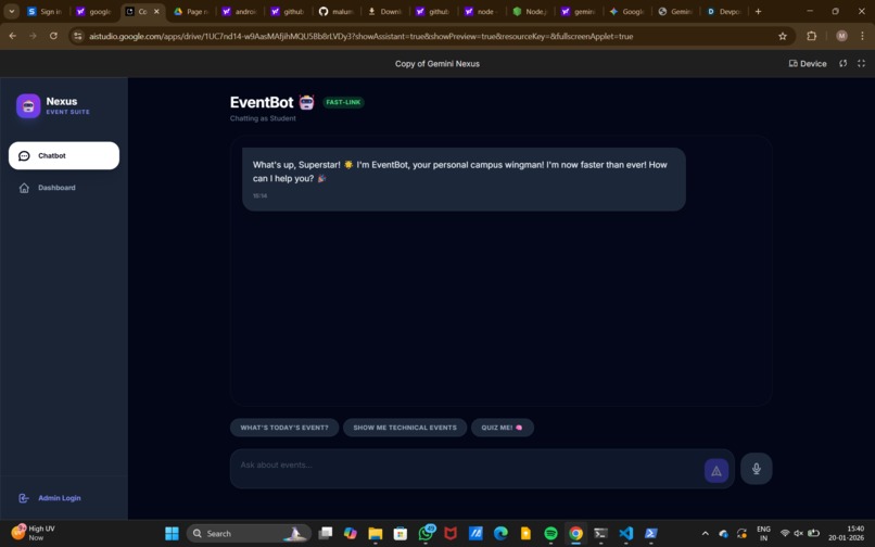 event managing app – screenshot 1